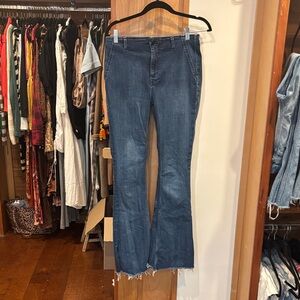 We The Free Distressed Blue Flare Jeans